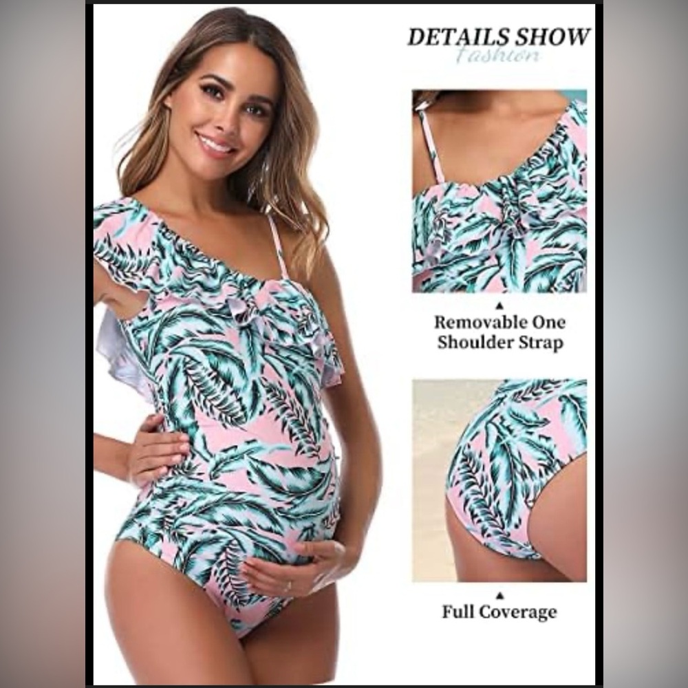 Maternity MiYang One piece one shoulder bathing suit for pregnant ladies size M